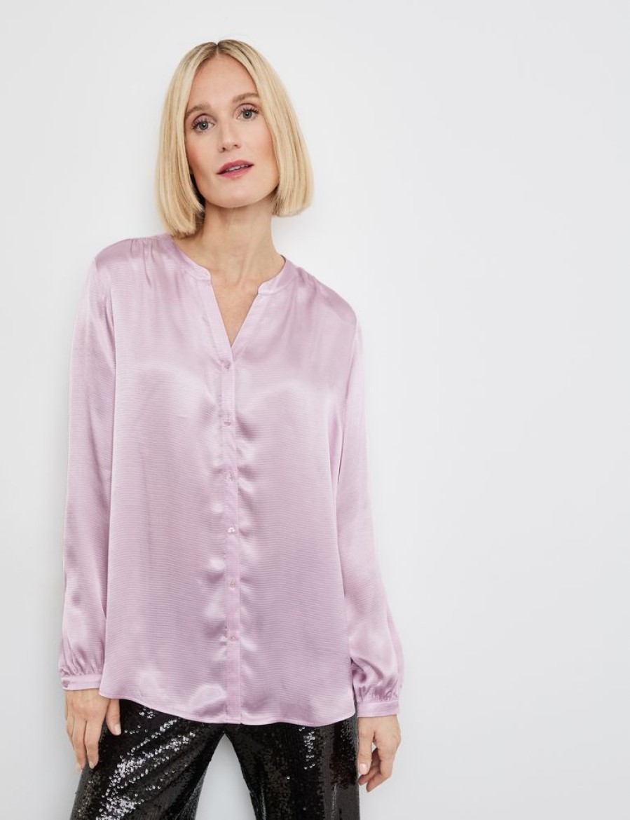 Blouses GERRY WEBER | Gesatineerde Blouse Met Afgeronde Zoom