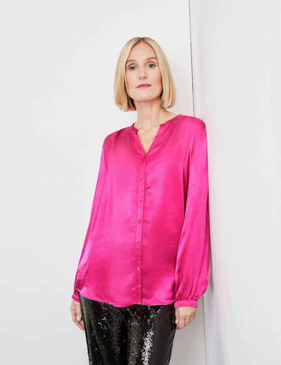 Blouses GERRY WEBER | Gesatineerde Blouse Met Afgeronde Zoom