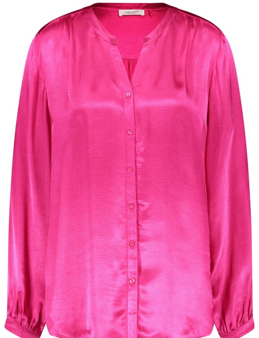 Blouses GERRY WEBER | Gesatineerde Blouse Met Afgeronde Zoom