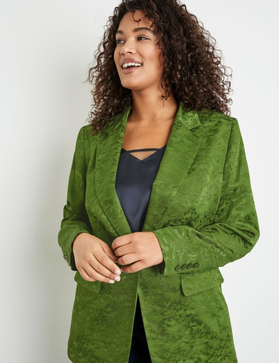 Blazers SAMOON | Blazer Van Glanzende Jacquardstof