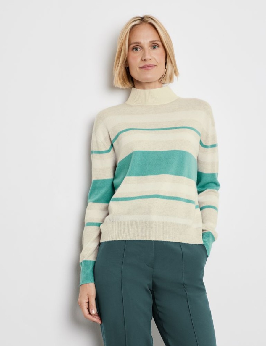 Knitwear GERRY WEBER | Gestreepte Wollen Trui Met Turtleneck