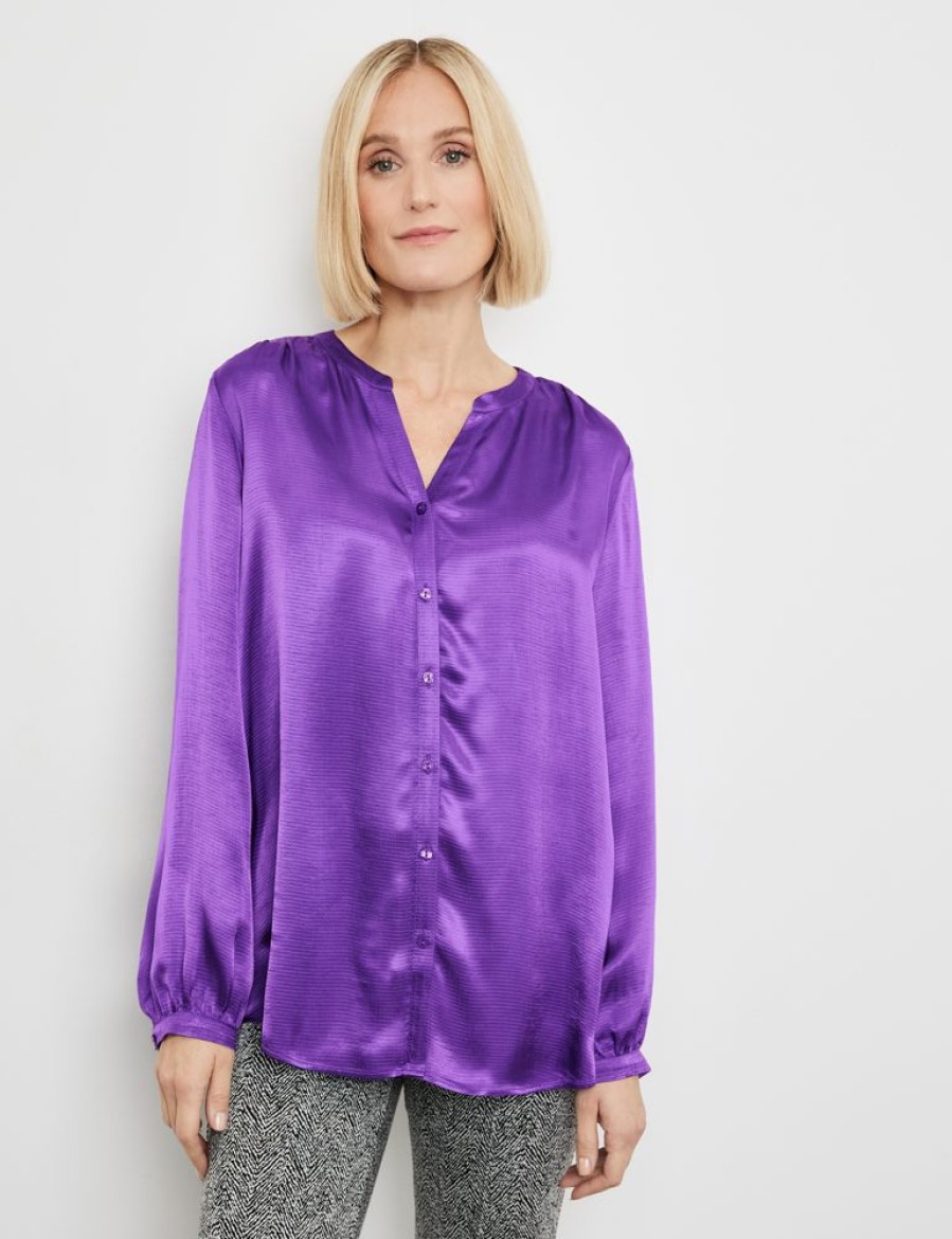 Blouses GERRY WEBER | Gesatineerde Blouse Met Afgeronde Zoom