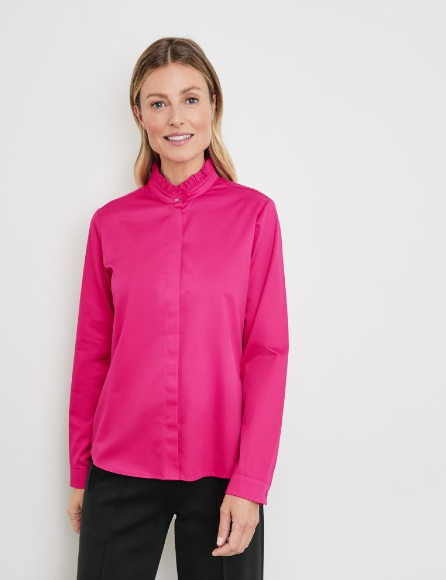 Blouses GERRY WEBER | Blouse Met Gerimpelde Opstaande Kraag