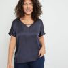 Blouses SAMOON | Stijlvol Shirt Met Satijnen Voorpand