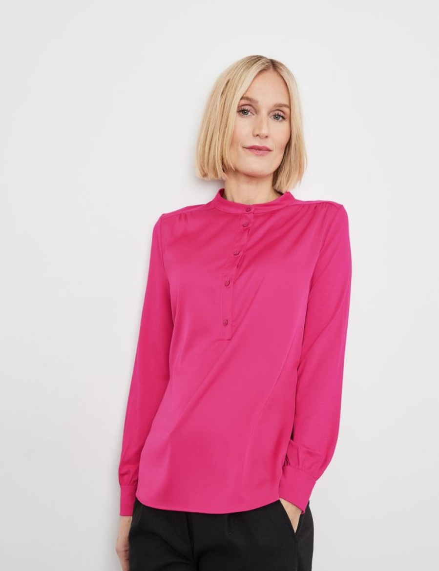 Blouses GERRY WEBER | Blouseshirt Met Knoopsluiting En Opstaande Kraag